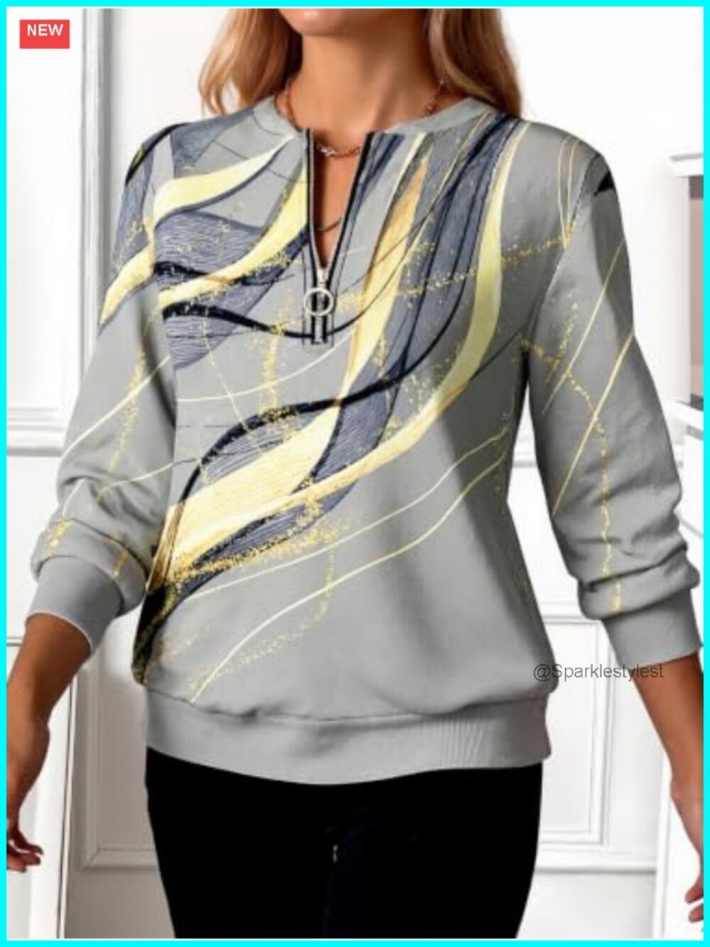 Plus Size Half Zip Sweatshirt Long Sleeve Casual Pullover Top